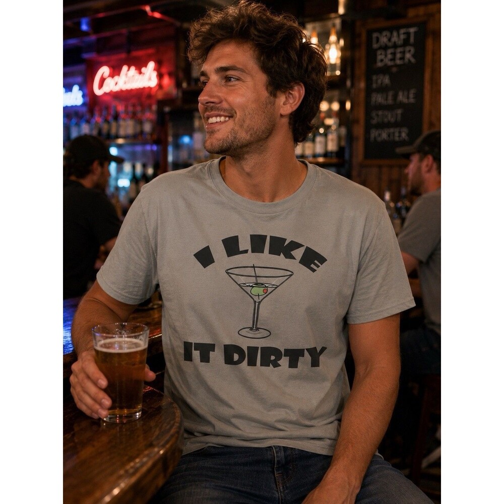 "I Like It Dirty" Martini Graphic T-Shirt Funny Gin Vodka Drinking Tee Unisex XL - Picture 4 of 4
